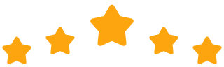 Five orange stars in a row, the middle star is the largest.